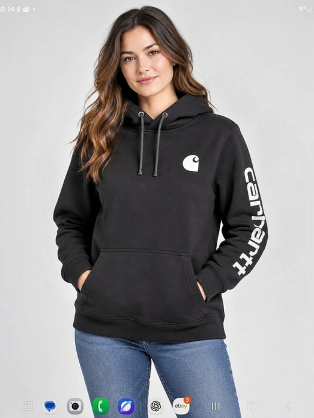 Carhartt Relaxed Fit Black Hoodie Size Medium